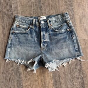 AGOLDE Parker Vintage Loose Fit Cut Off Denim Shorts Distressed Womens Size 23